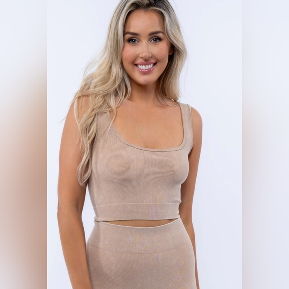 Paradise Fashion Ribbed Square Neck Tank/Bralette - Picture 1 of 3